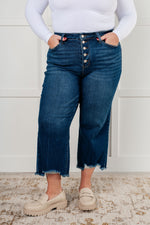 Janice High Rise Button Fly Wide Leg Crop Jeans - Maple Row Boutique