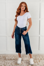 Janice High Rise Button Fly Wide Leg Crop Jeans - Maple Row Boutique