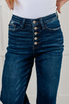Janice High Rise Button Fly Wide Leg Crop Jeans - Maple Row Boutique