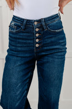 Janice High Rise Button Fly Wide Leg Crop Jeans - Maple Row Boutique