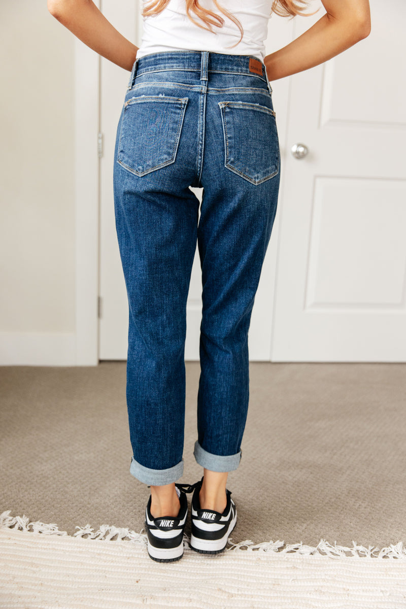 London Midrise Cuffed Boyfriend Jeans - Maple Row Boutique 