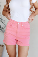 Jenna High Rise Control Top Cuffed Shorts in Pink - Maple Row Boutique 