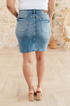 Carol High Rise Rigid Magic Denim Skirt - Maple Row Boutique 