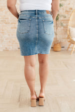 Carol High Rise Rigid Magic Denim Skirt - Maple Row Boutique 