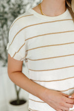 Jump Into It Textured Knit Top in Mocha Stripe - Maple Row Boutique