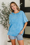 Just My Type Mineral Wash Relaxed Top in Deep Sky - Maple Row Boutique