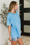 Just My Type Mineral Wash Relaxed Top in Deep Sky - Maple Row Boutique