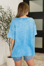 Just My Type Mineral Wash Relaxed Top in Deep Sky - Maple Row Boutique