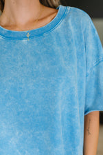 Just My Type Mineral Wash Relaxed Top in Deep Sky - Maple Row Boutique