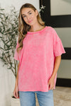 Just My Type Mineral Wash Relaxed Top in Fuchsia - Maple Row Boutique