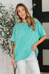 Just My Type Mineral Wash Relaxed Top in Turquoise - Maple Row Boutique
