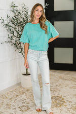 Just My Type Mineral Wash Relaxed Top in Turquoise - Maple Row Boutique