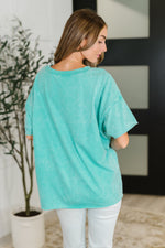 Just My Type Mineral Wash Relaxed Top in Turquoise - Maple Row Boutique