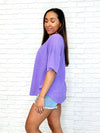 Just a Casual Girly V-Neck Basic Tee in Tropical Violet - Maple Row Boutique