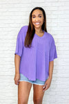 Just a Casual Girly V-Neck Basic Tee in Tropical Violet - Maple Row Boutique