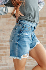 Kara High Rise Rigid Magic Button Fly Cutoff Shorts - Maple Row Boutique 