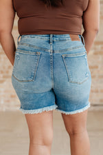 Kara High Rise Rigid Magic Button Fly Cutoff Shorts - Maple Row Boutique 