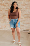 Kara High Rise Rigid Magic Button Fly Cutoff Shorts - Maple Row Boutique 