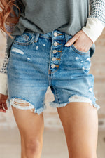Kara High Rise Rigid Magic Button Fly Cutoff Shorts - Maple Row Boutique 