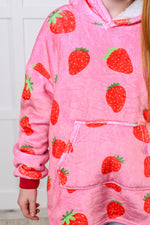 Kids Oversized Hoodie Blanket in Strawberry - Maple Row Boutique