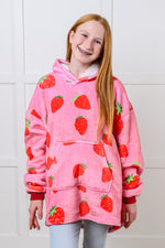 Kids Oversized Hoodie Blanket in Strawberry - Maple Row Boutique