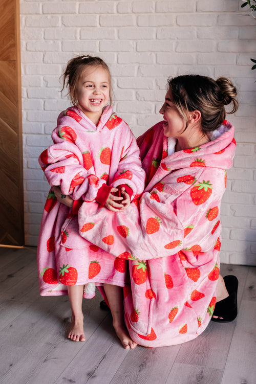 Kids Oversized Hoodie Blanket in Strawberry - Maple Row Boutique