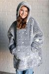 Kids Oversized Hoodie Blanket in Grey Stars - Maple Row Boutique