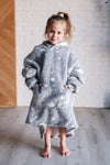 Kids Oversized Hoodie Blanket in Grey Stars - Maple Row Boutique