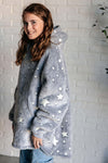 Kids Oversized Hoodie Blanket in Grey Stars - Maple Row Boutique
