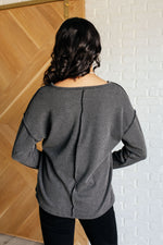 Kinda Sorta Ribbed Top in Charcoal - Maple Row Boutique 