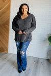 Kinda Sorta Ribbed Top in Charcoal - Maple Row Boutique 