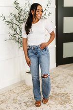 Knit Pick Basic Tee in Off White - Maple Row Boutique