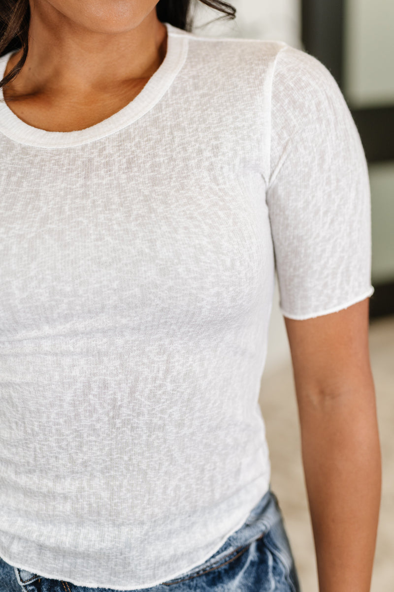 Knit Pick Basic Tee in Off White - Maple Row Boutique