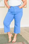 Lisa High Rise Control Top Wide Leg Crop Jeans in Sky Blue - Maple Row Boutique 