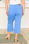 Lisa High Rise Control Top Wide Leg Crop Jeans in Sky Blue - Maple Row Boutique 