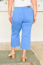 Lisa High Rise Control Top Wide Leg Crop Jeans in Sky Blue - Maple Row Boutique 