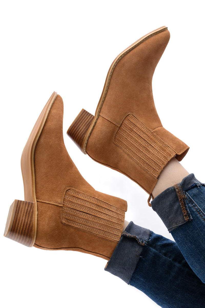Leonor Suede Ankle Boot in Tan - Maple Row Boutique