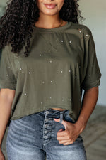 Less Than Stressed Asymmetrical Distressed Top - Maple Row Boutique