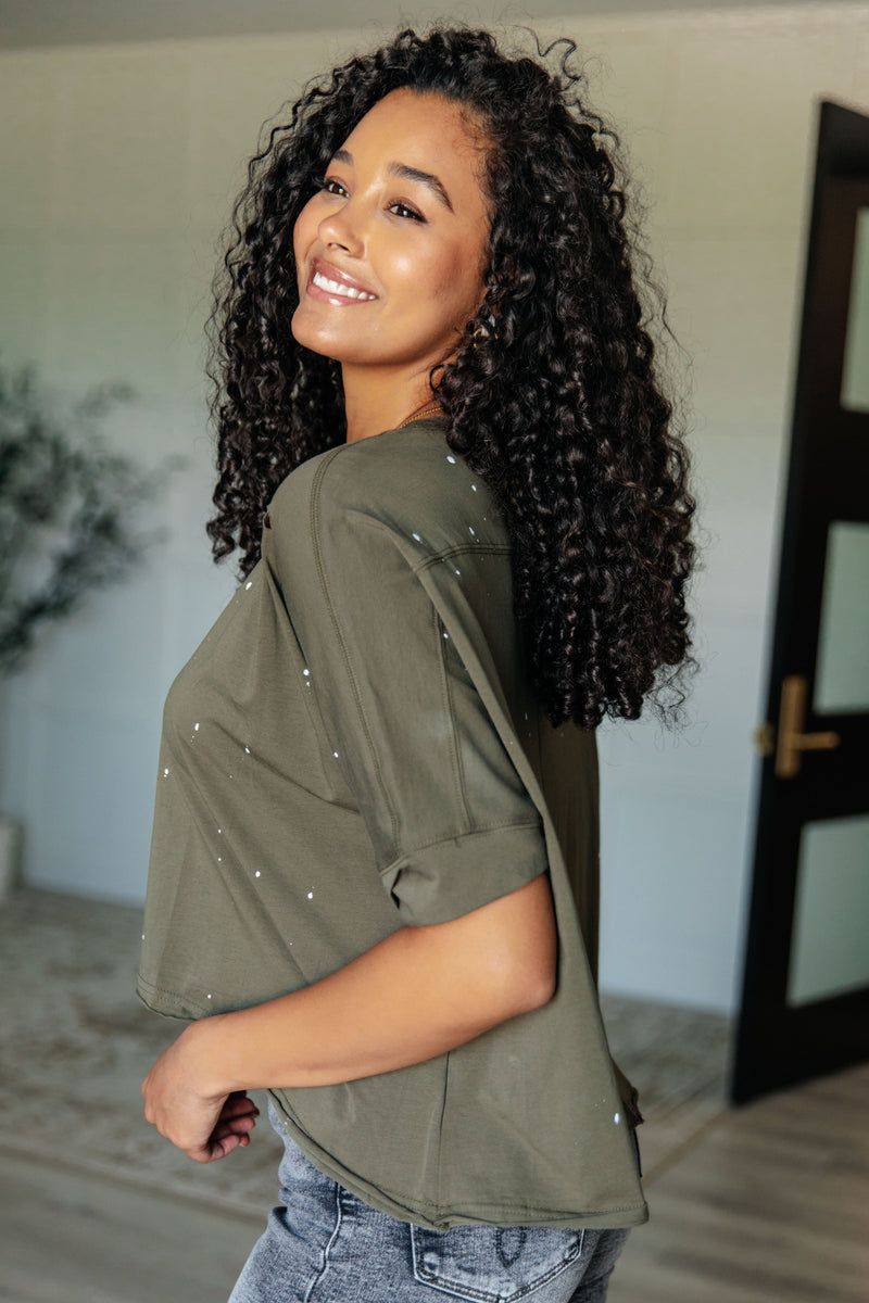 Less Than Stressed Asymmetrical Distressed Top - Maple Row Boutique
