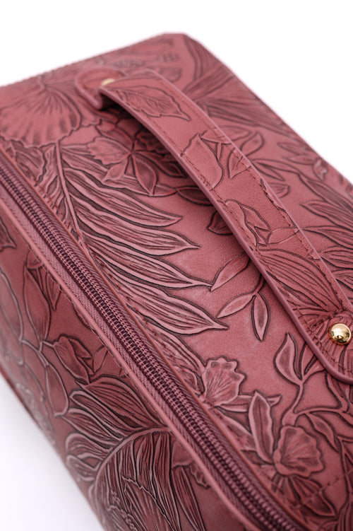 Life In Luxury Large Capacity Cosmetic Bag in Merlot - Maple Row Boutique