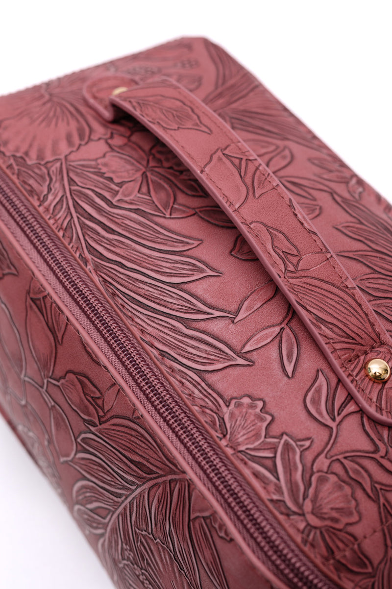 Life In Luxury Large Capacity Cosmetic Bag in Merlot - Maple Row Boutique