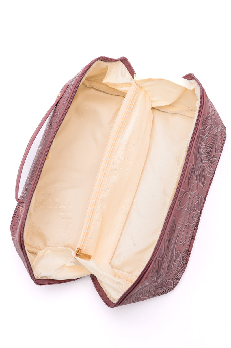 Life In Luxury Large Capacity Cosmetic Bag in Merlot - Maple Row Boutique