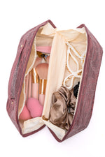 Life In Luxury Large Capacity Cosmetic Bag in Merlot - Maple Row Boutique