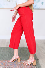 Lisa High Rise Control Top Wide Leg Crop Jeans in Red - Maple Row Boutique 