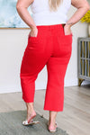 Lisa High Rise Control Top Wide Leg Crop Jeans in Red - Maple Row Boutique 