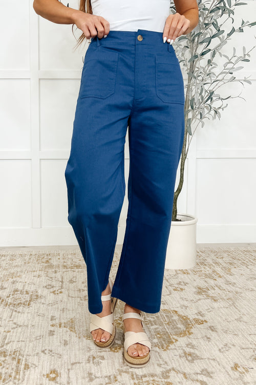 Little Strolls Straight Leg Trousers in Royal Blue - Maple Row Boutique
