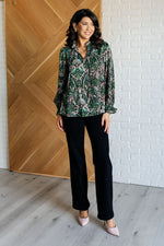 Looking Out Damask Print Blouse - Maple Row Boutique 
