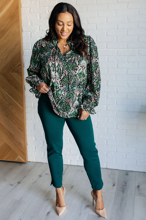 Looking Out Damask Print Blouse - Maple Row Boutique 