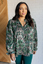 Looking Out Damask Print Blouse - Maple Row Boutique 
