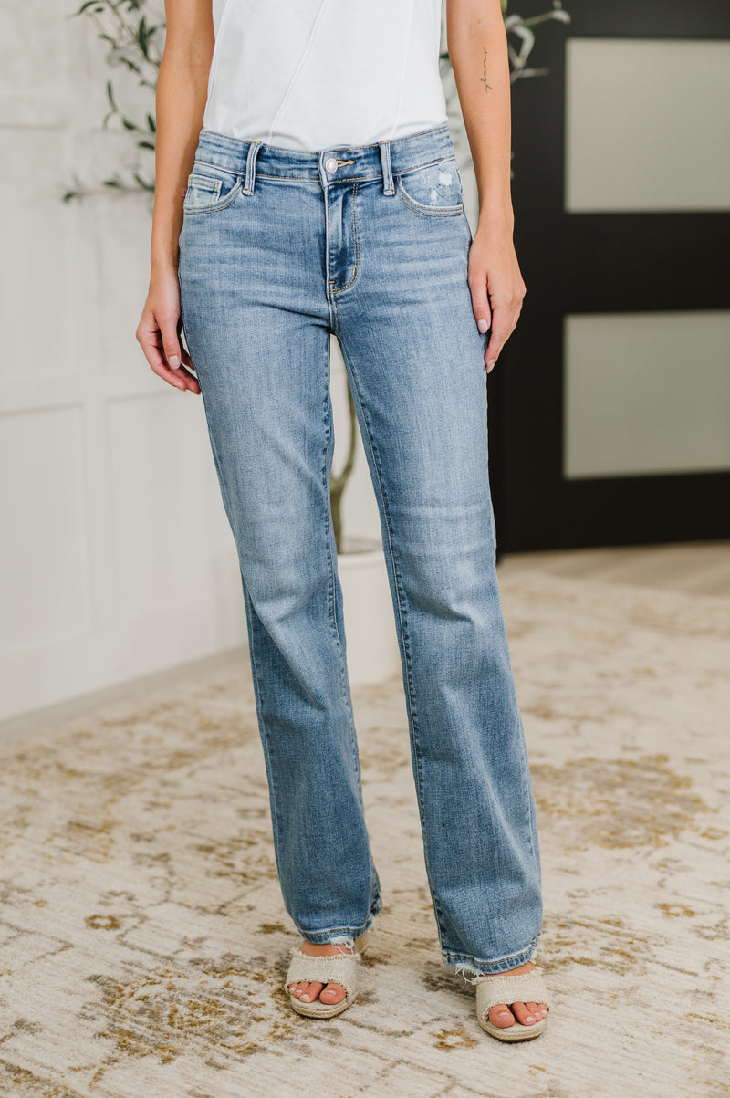 Lorena Mid Rise Vintage Wash Bootcut Jeans - Maple Row Boutique